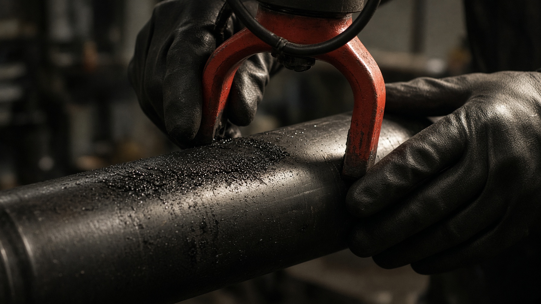 Magnetic particle yoke inspecting an aircraft landing gear cylinder