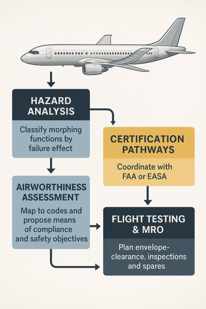 Morphing Aircraft Compliance Workflow: Airworthiness to MRO