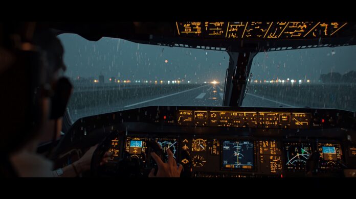 Airline Level-D full-motion simulator on ILS approach in heavy IMC