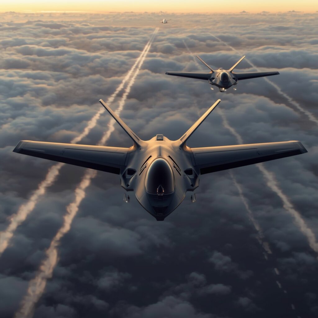 Next-generation stealth UAVs with variable-sweep wings in formation