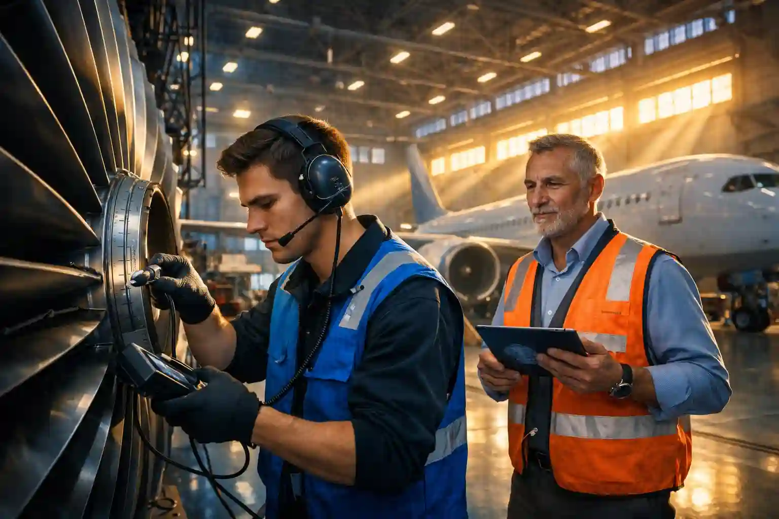 NDT Levels explained: Technician and supervisor in a hangar