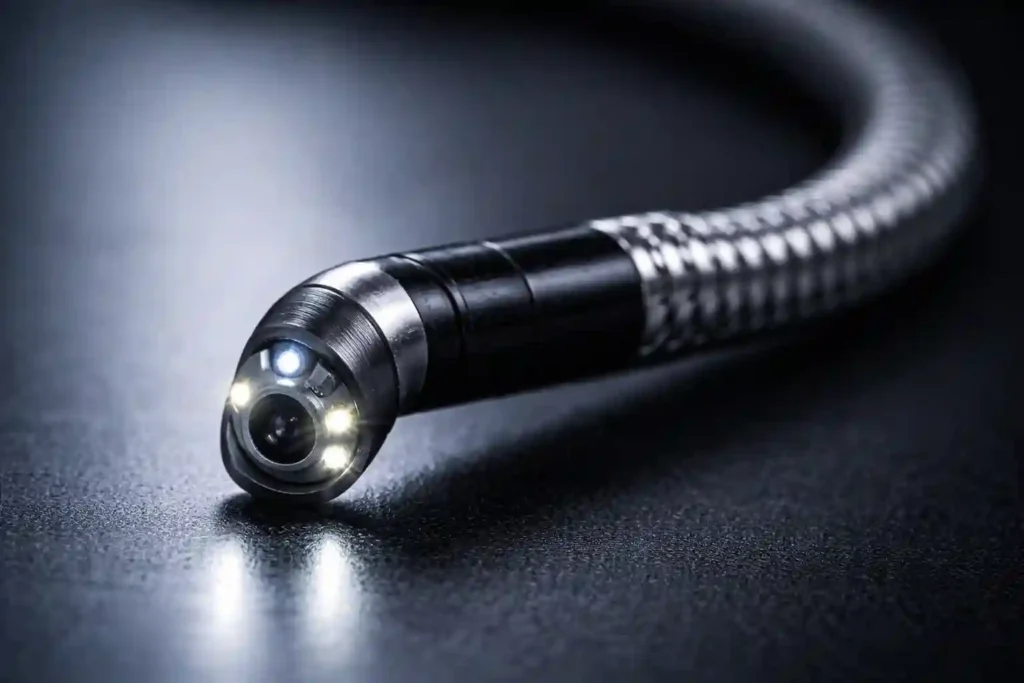 Articulating tip of a video borescope probe.