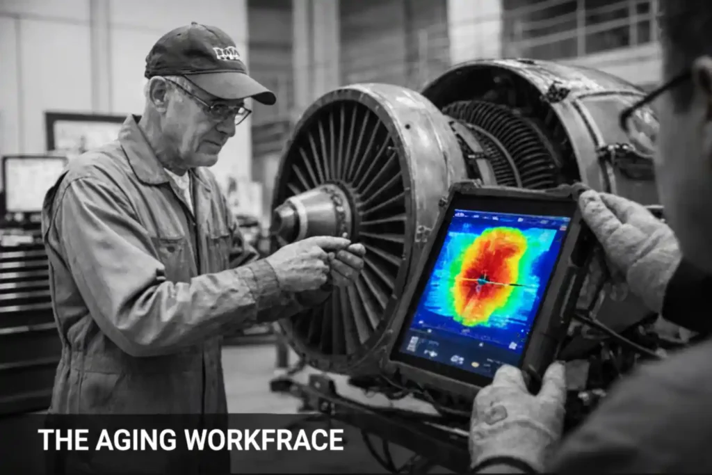 The Ultimate Next-Gen Aircraft Maintenance Revolution: Protecting US Skies in 2026 2 Aircraft engine inspection using thermal imaging by experienced aviation technician