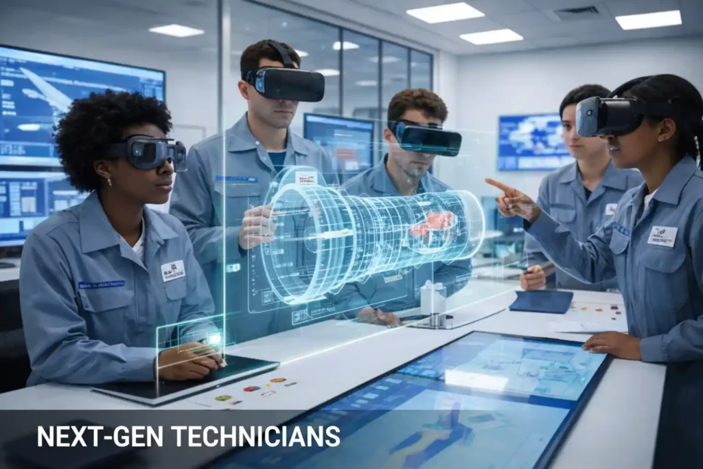 The Ultimate Next-Gen Aircraft Maintenance Revolution: Protecting US Skies in 2026 3 Formation techniciens aviation réalité augmentée AR.