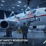 Robotic aircraft maintenance using AI in a modern aviation hangar