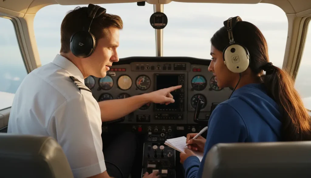 Best Flight Schools in Florida: A Cost Comparison for 2026 4 Flight instructor providing one-on-one cockpit instruction to student pilot during training lesson